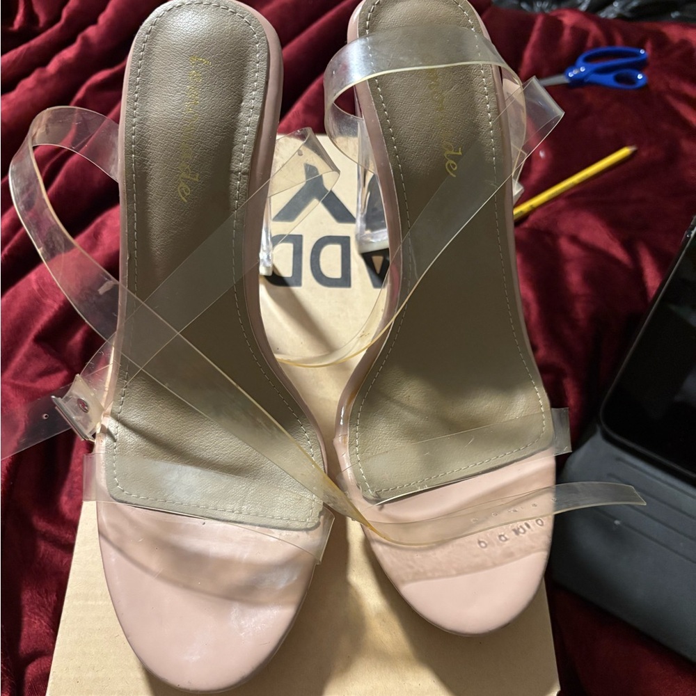 Elegant Blush Heels with Clear Straps